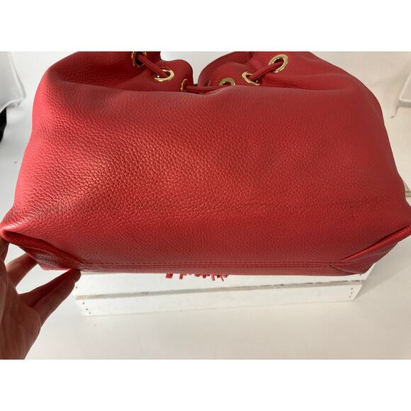 MICHAEL KORS, LARGE PINK PEBBLED LEATHER HANDBAG WITH TASSEL - Picture 13 of 16